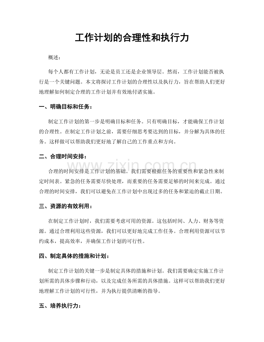 工作计划的合理性和执行力.docx_第1页