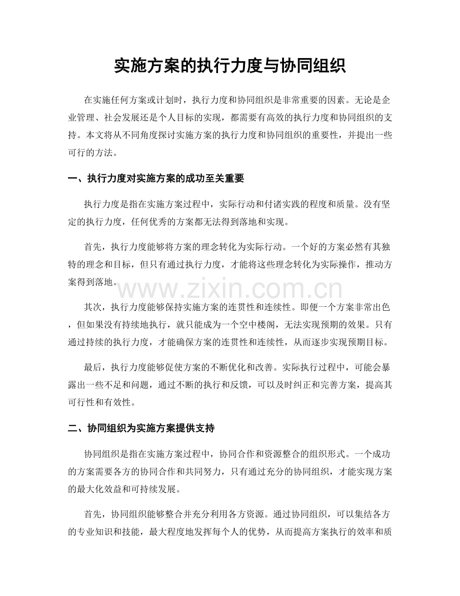 实施方案的执行力度与协同组织.docx_第1页