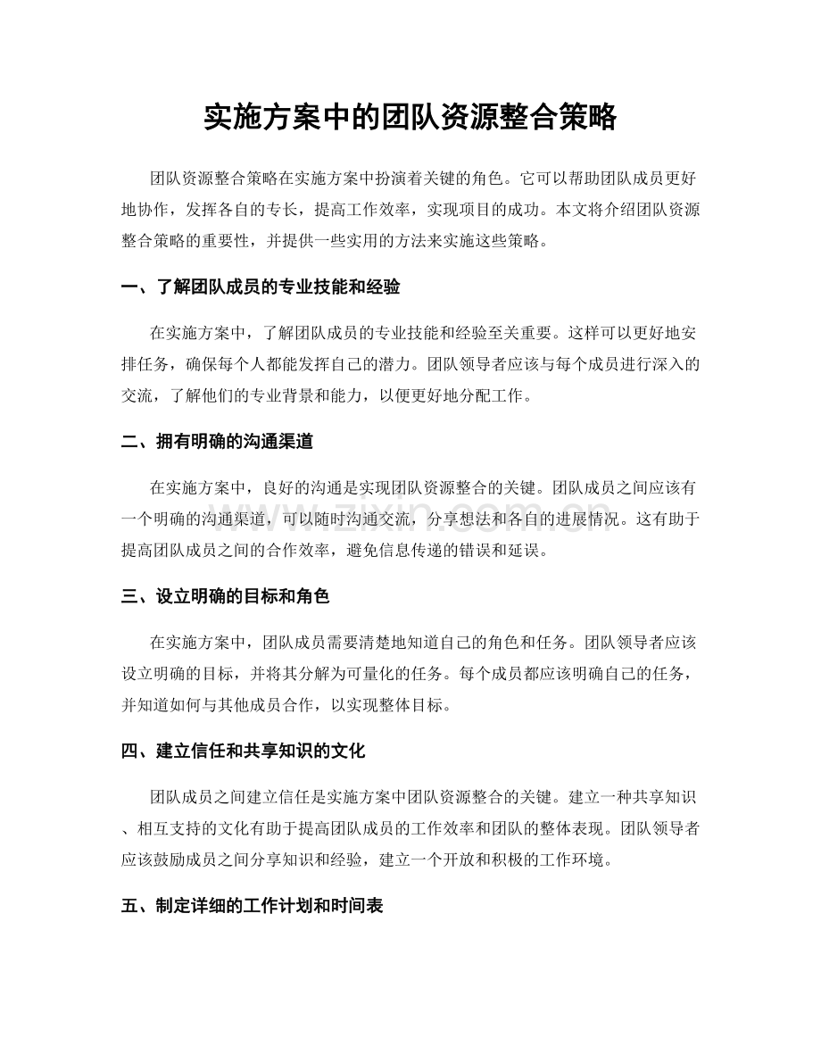 实施方案中的团队资源整合策略.docx_第1页