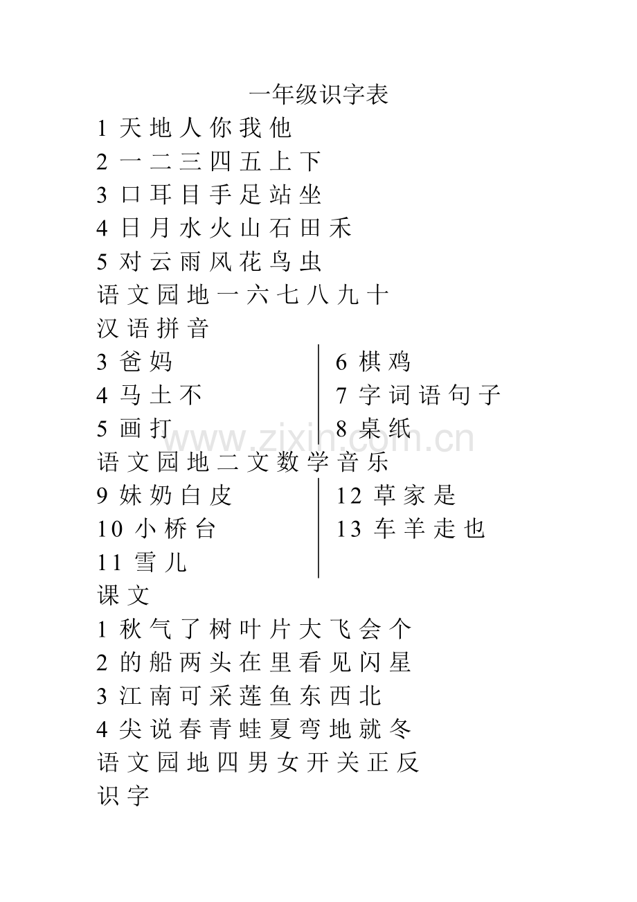 一年级识字表-识字一年级.doc_第1页