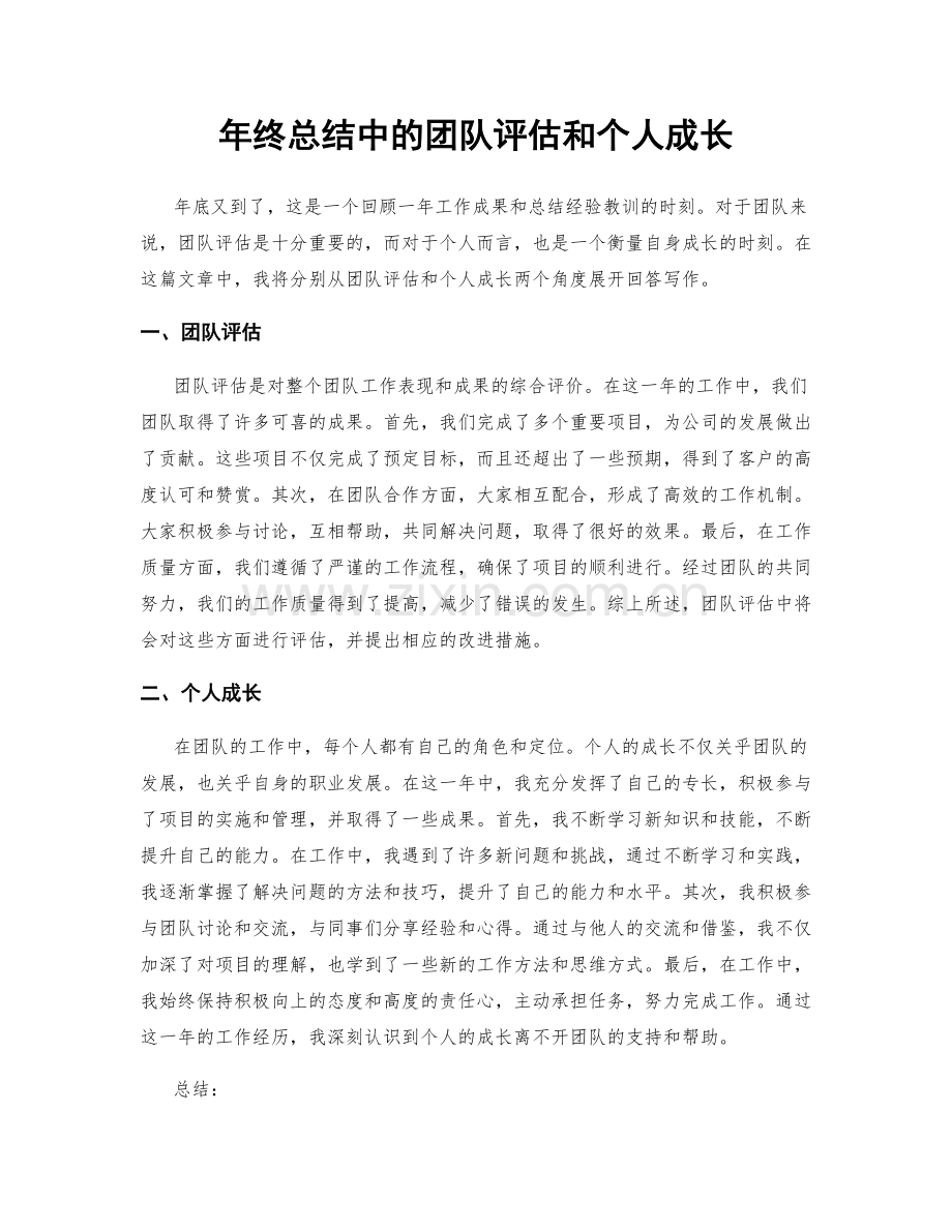 年终总结中的团队评估和个人成长.docx_第1页