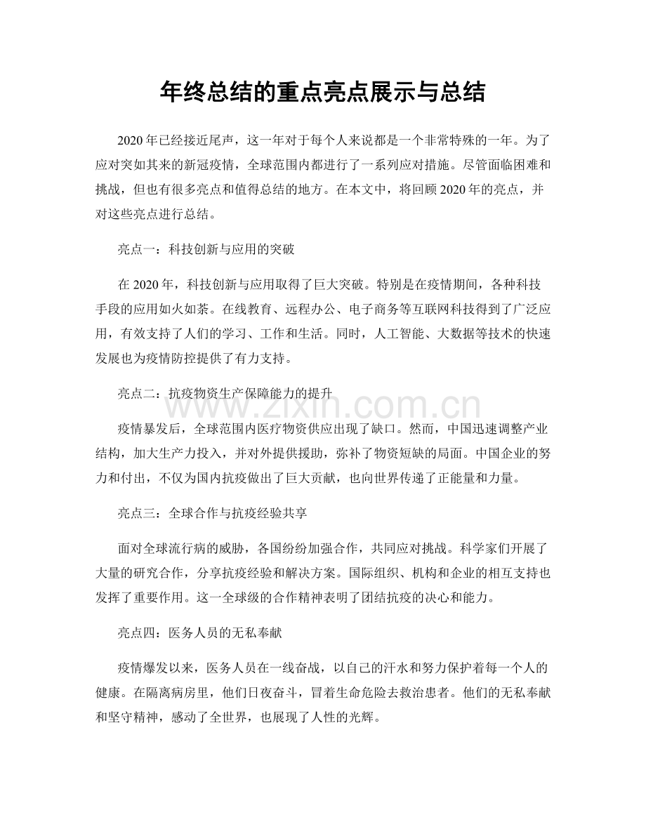 年终总结的重点亮点展示与总结.docx_第1页