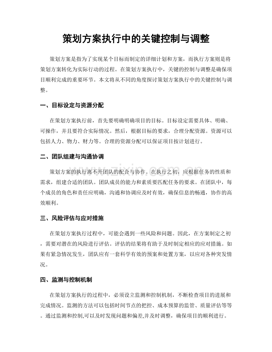 策划方案执行中的关键控制与调整.docx_第1页