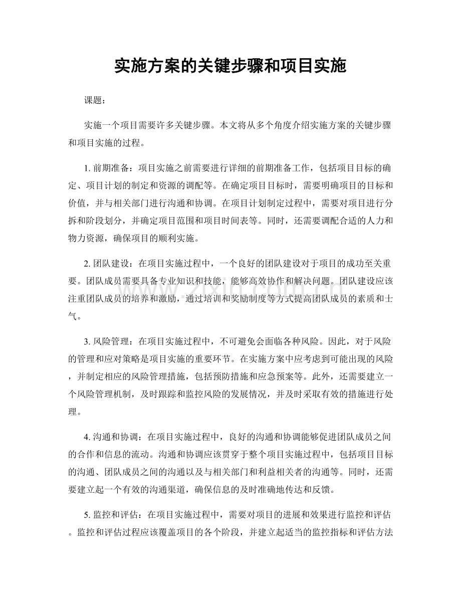 实施方案的关键步骤和项目实施.docx_第1页