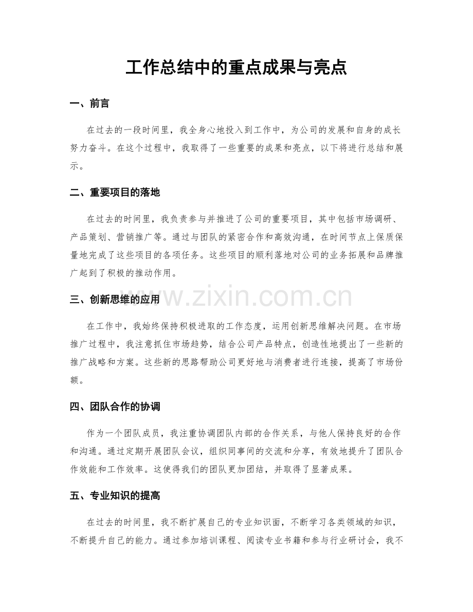 工作总结中的重点成果与亮点.docx_第1页