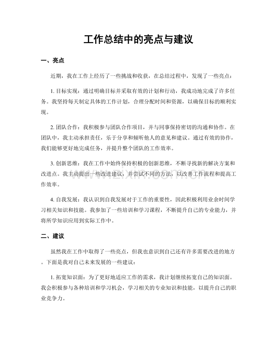 工作总结中的亮点与建议.docx_第1页