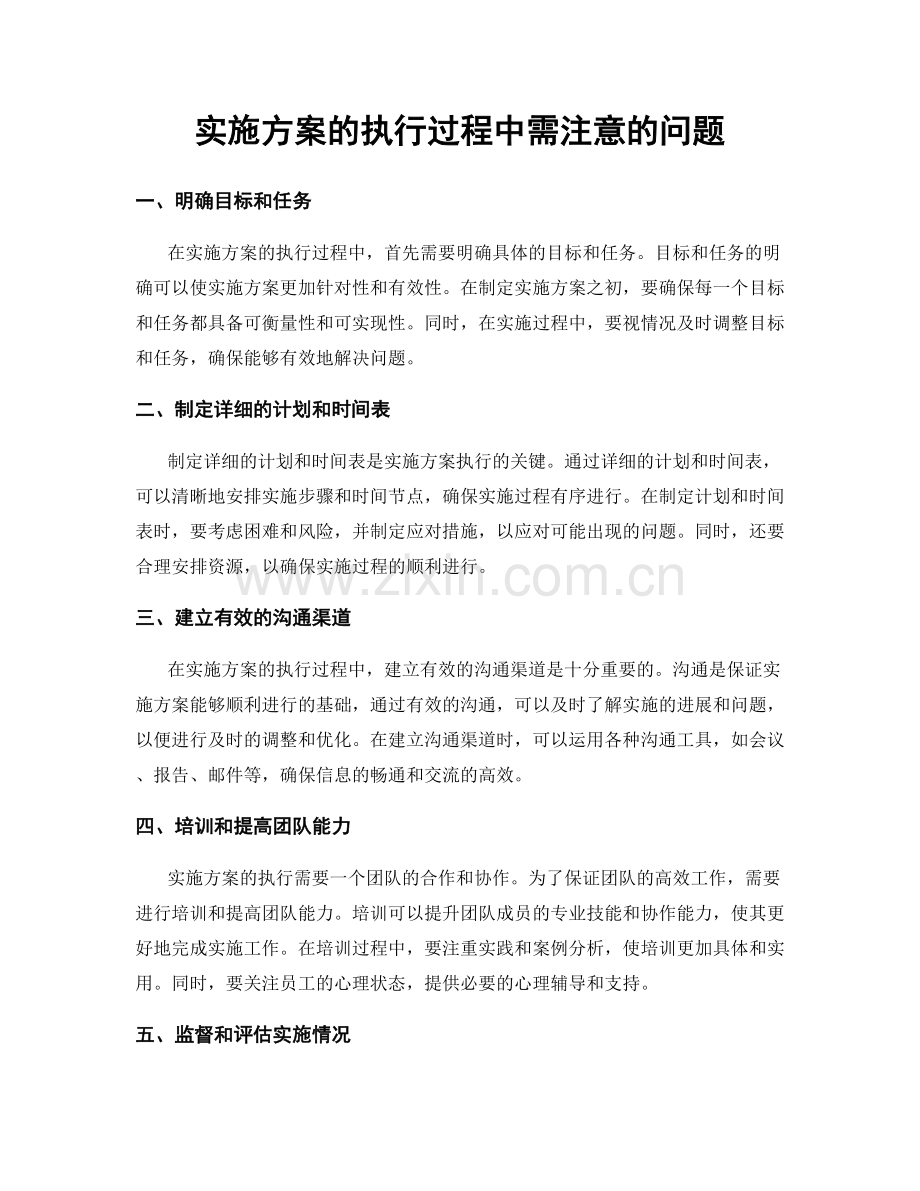 实施方案的执行过程中需注意的问题.docx_第1页