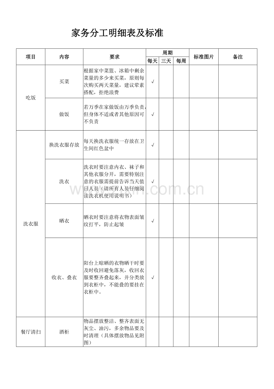 家务分工明细表及标准试卷教案.doc_第1页