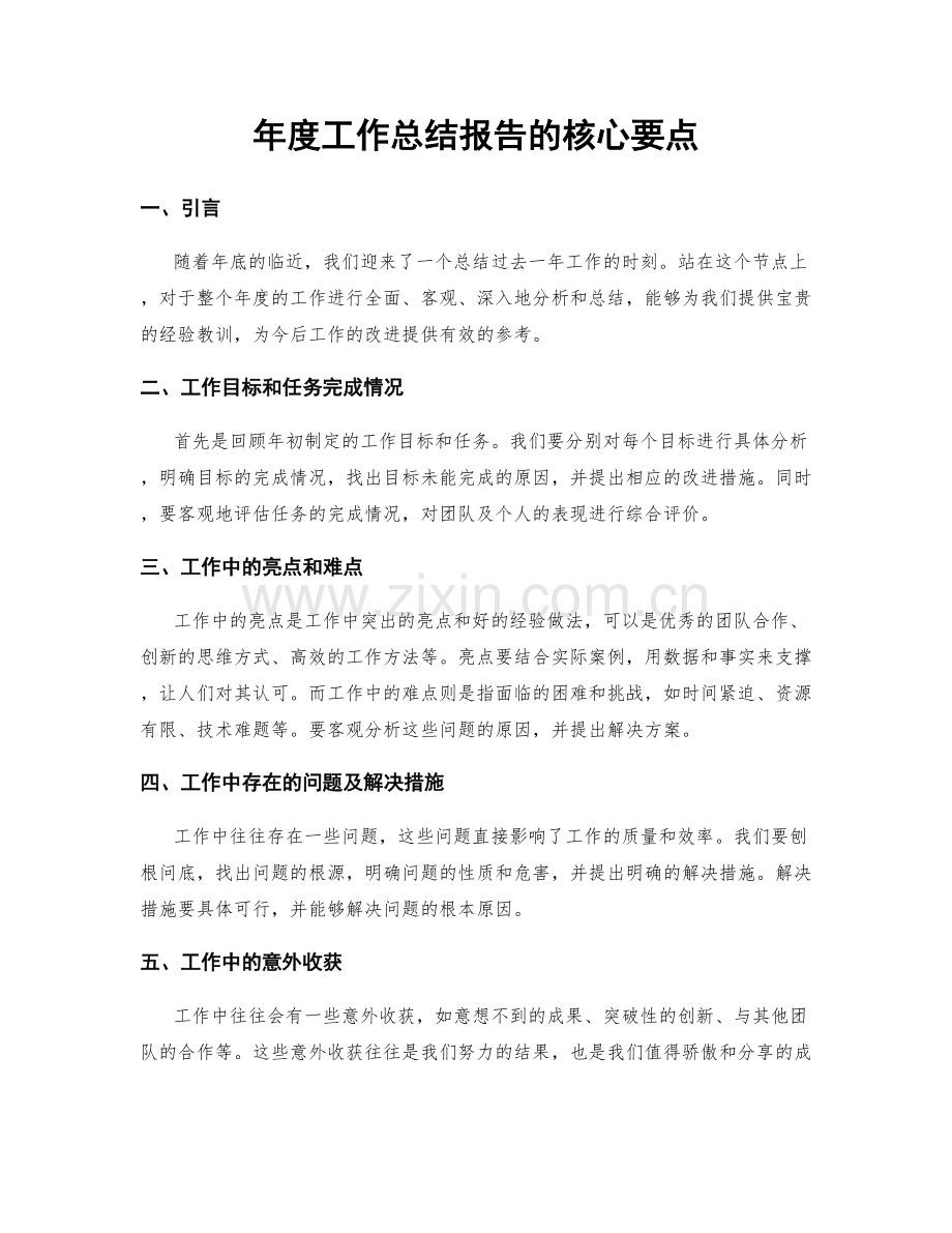 年度工作总结报告的核心要点.docx_第1页