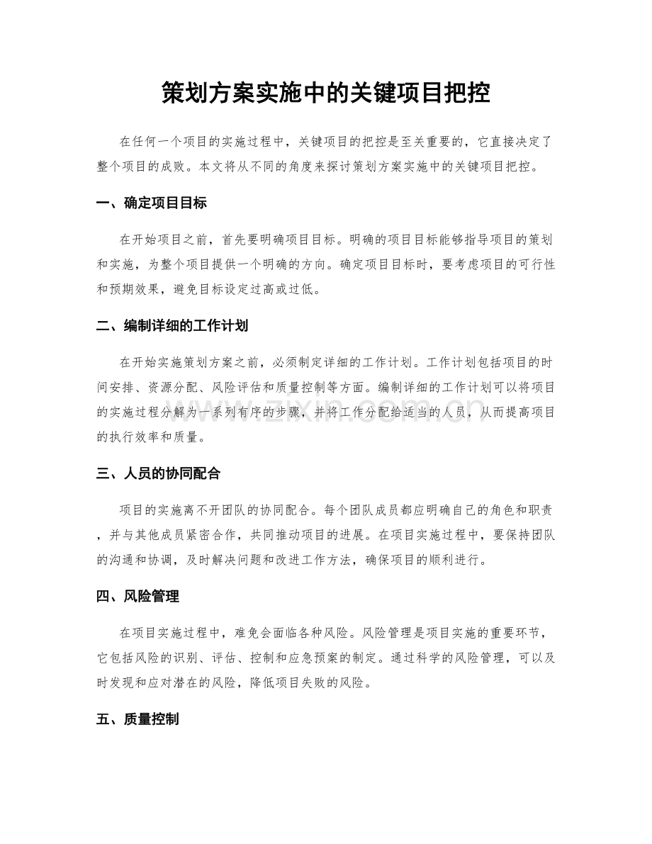 策划方案实施中的关键项目把控.docx_第1页