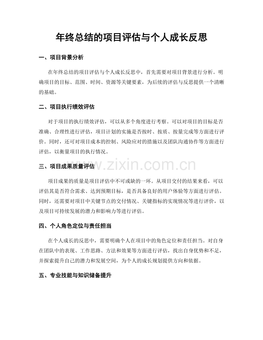 年终总结的项目评估与个人成长反思.docx_第1页