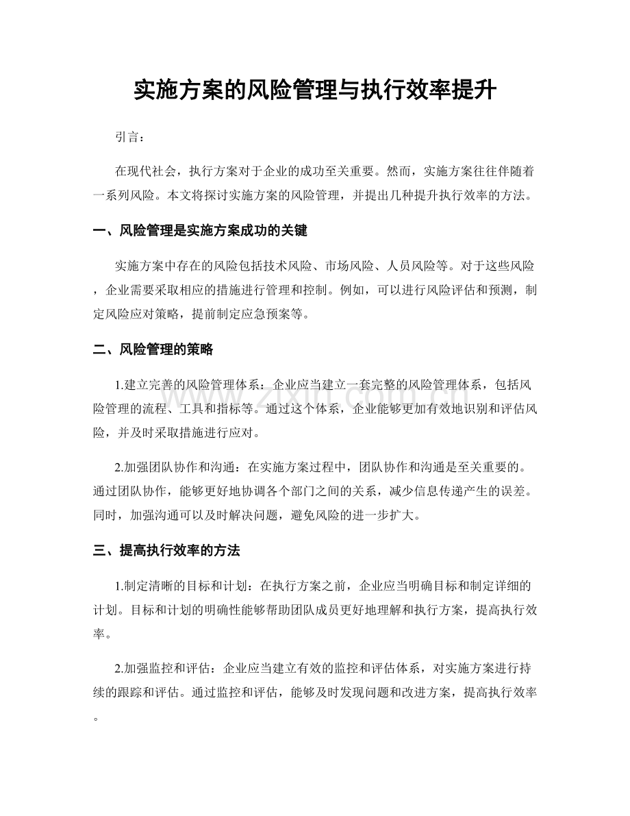 实施方案的风险管理与执行效率提升.docx_第1页