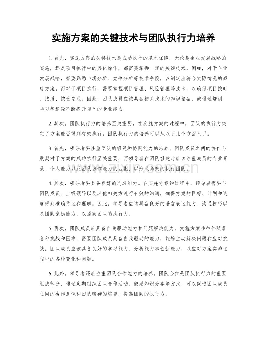 实施方案的关键技术与团队执行力培养.docx_第1页