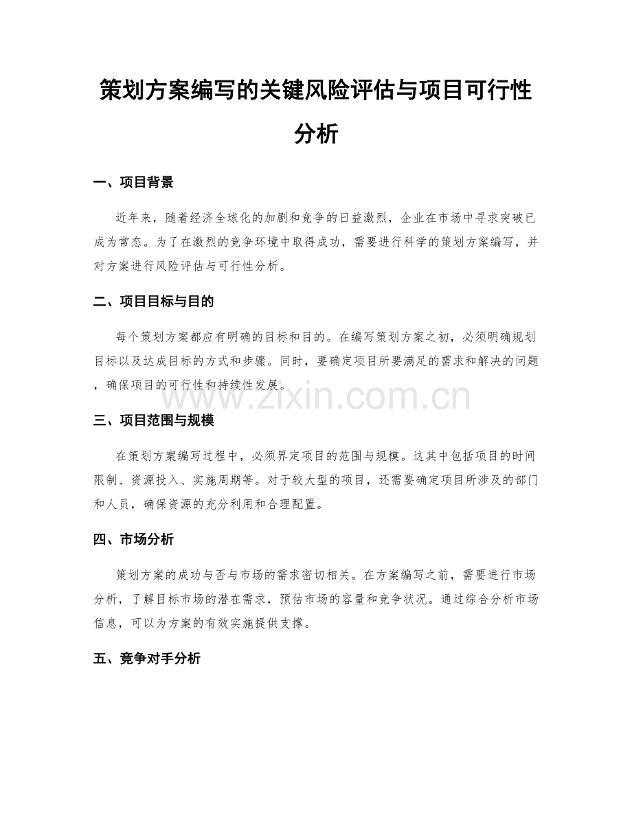 策划方案编写的关键风险评估与项目可行性分析.docx_第1页