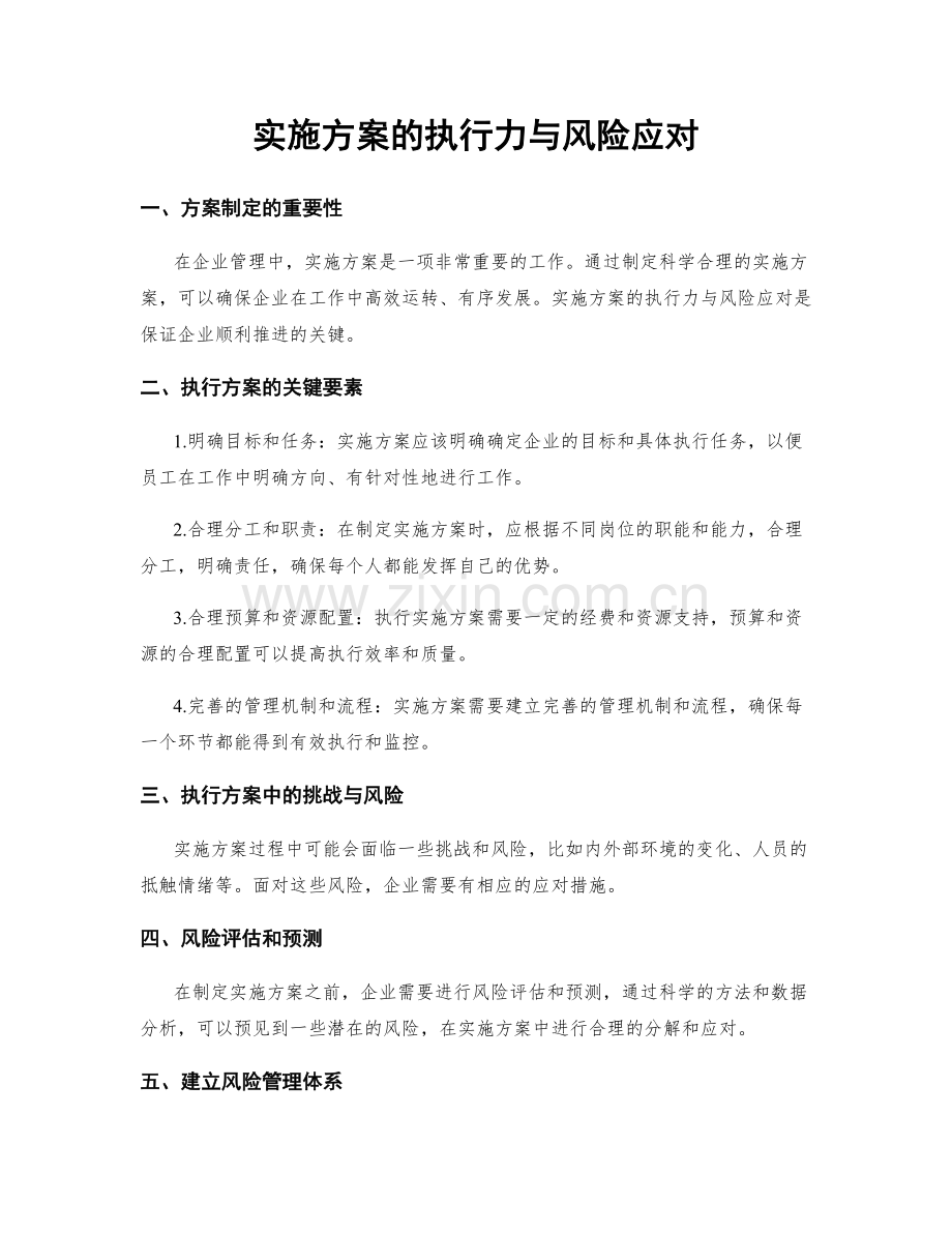 实施方案的执行力与风险应对.docx_第1页