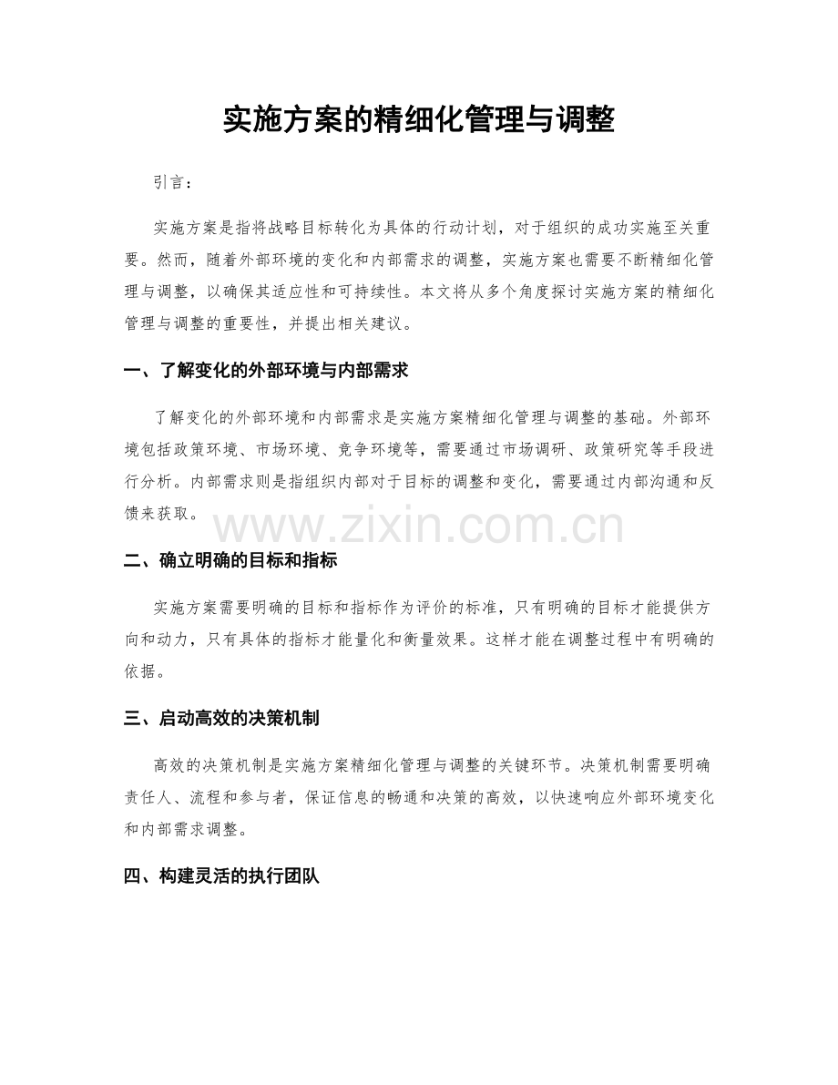 实施方案的精细化管理与调整.docx_第1页