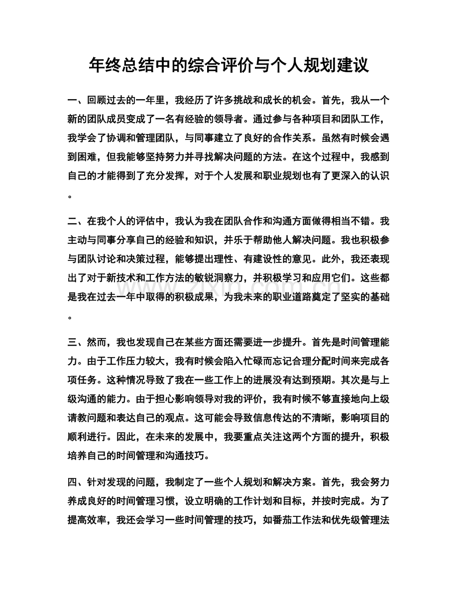 年终总结中的综合评价与个人规划建议.docx_第1页