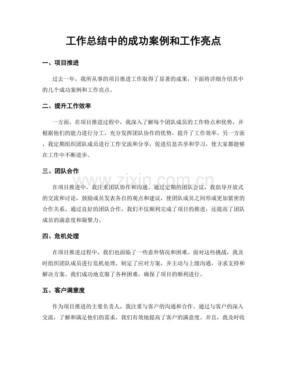 工作总结中的成功案例和工作亮点.docx_第1页