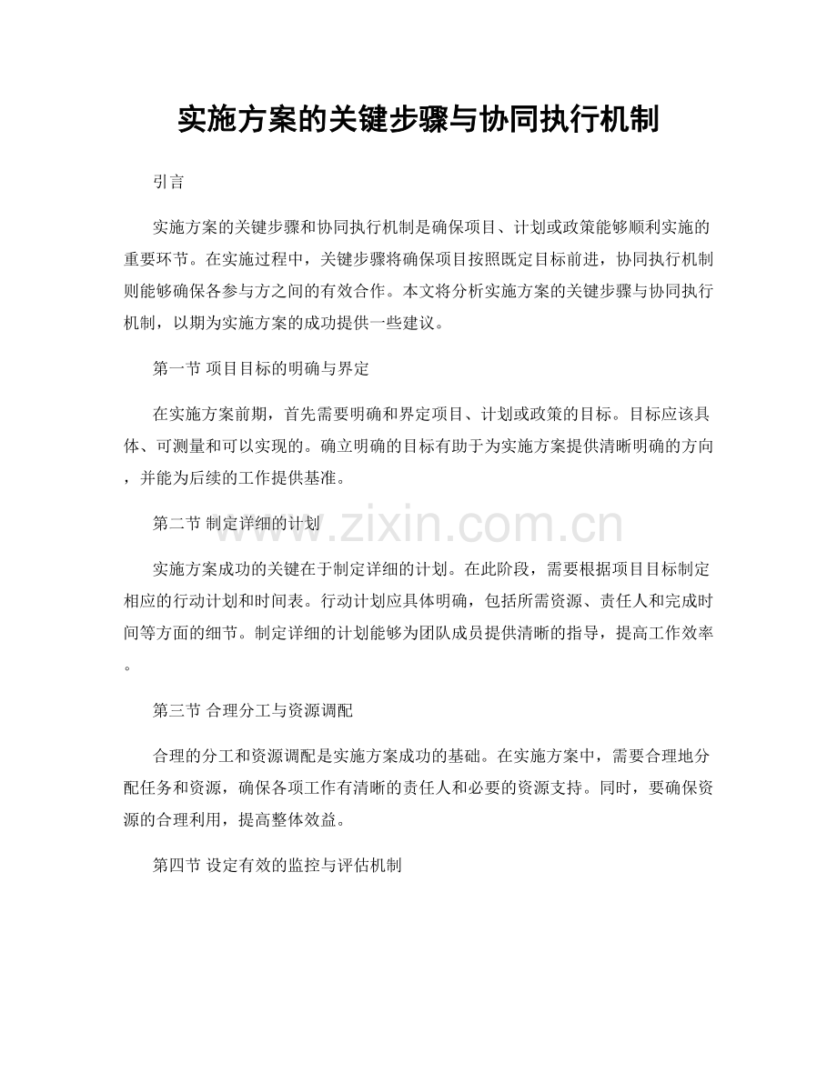 实施方案的关键步骤与协同执行机制.docx_第1页