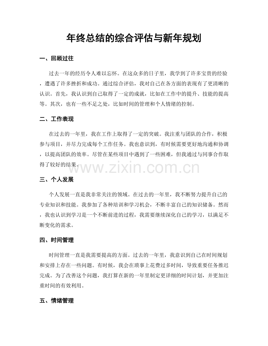 年终总结的综合评估与新年规划.docx_第1页