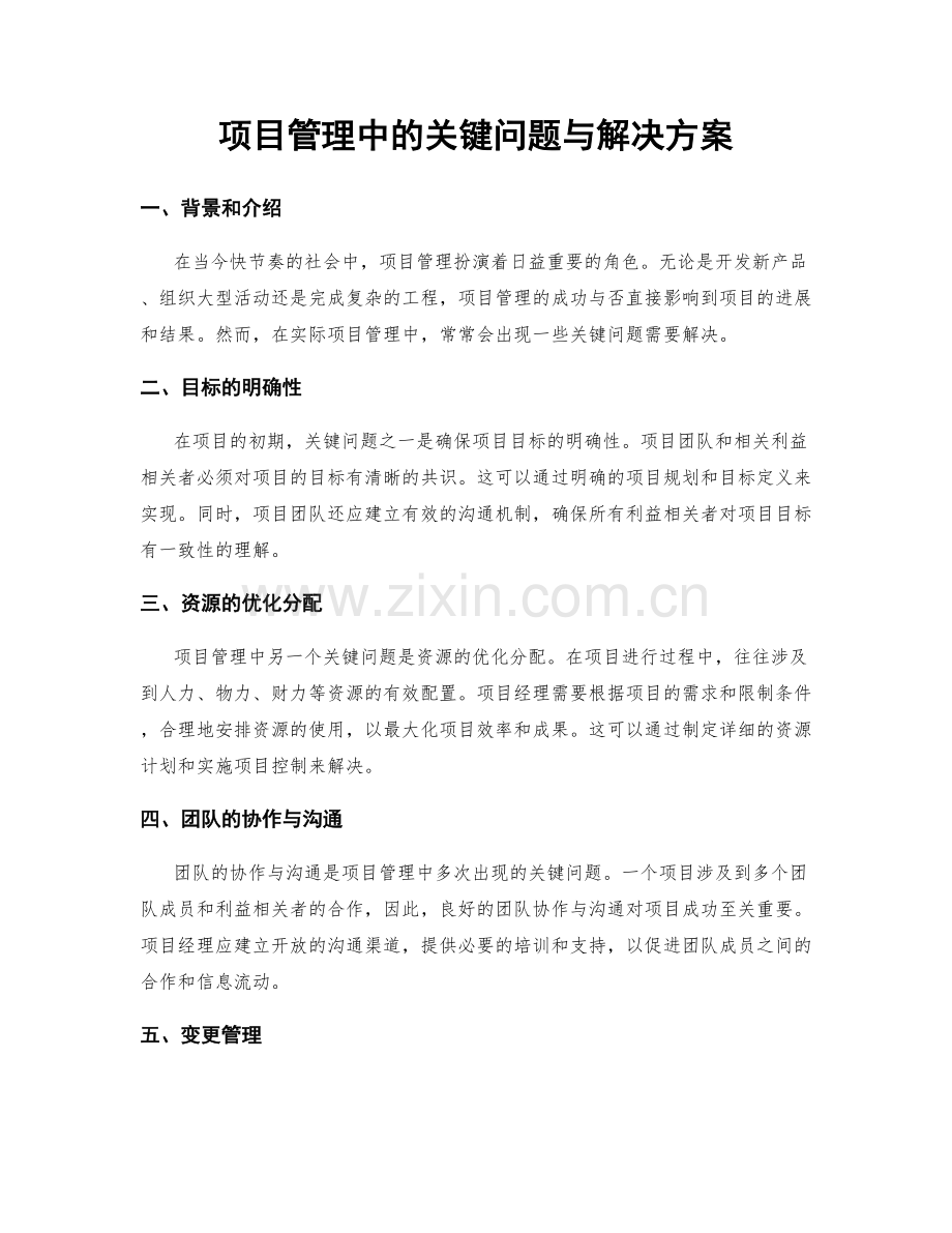 项目管理中的关键问题与解决方案.docx_第1页