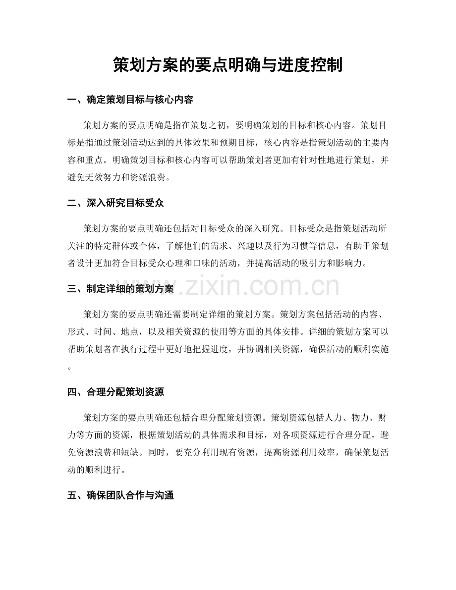 策划方案的要点明确与进度控制.docx_第1页