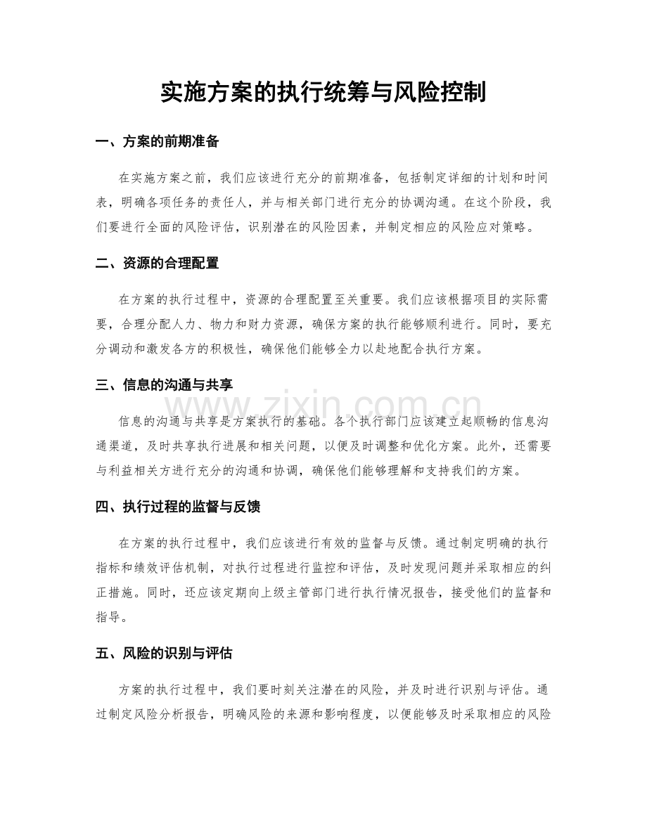 实施方案的执行统筹与风险控制.docx_第1页