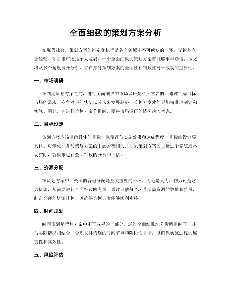 全面细致的策划方案分析.docx_第1页