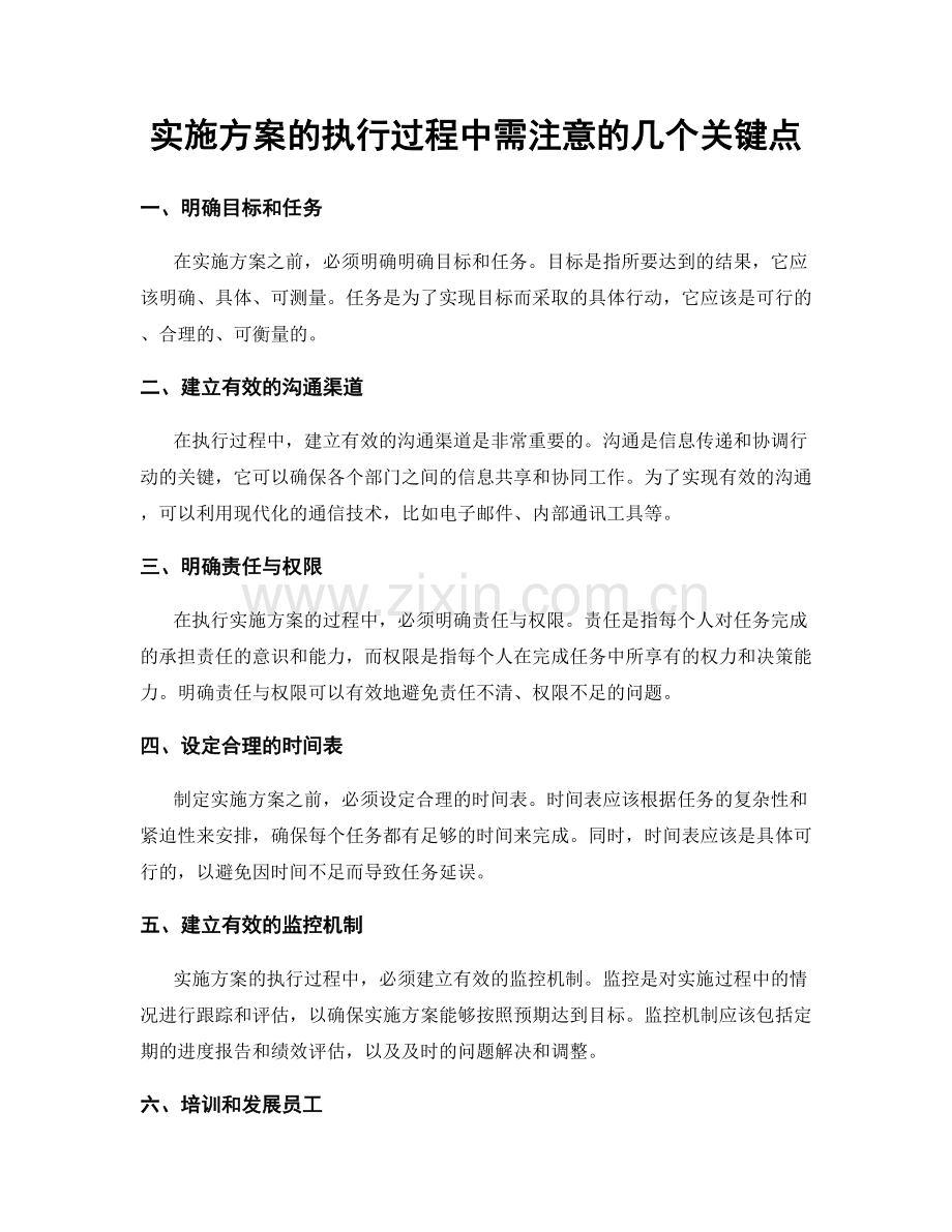 实施方案的执行过程中需注意的几个关键点.docx_第1页