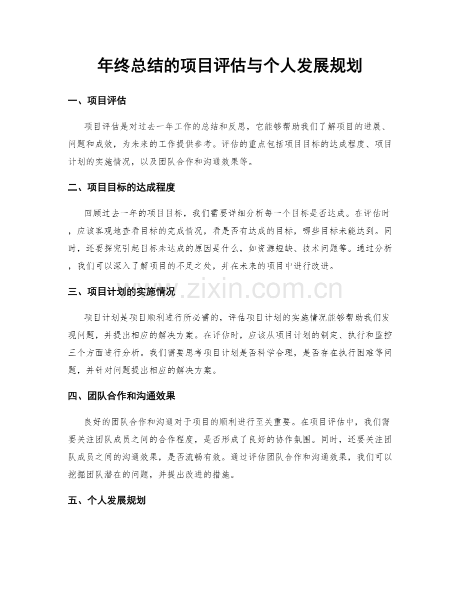 年终总结的项目评估与个人发展规划.docx_第1页