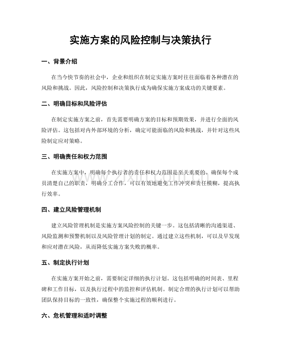 实施方案的风险控制与决策执行.docx_第1页