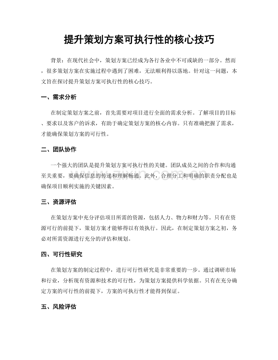 提升策划方案可执行性的核心技巧.docx_第1页