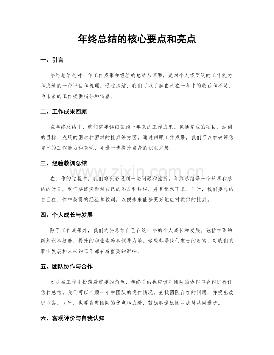 年终总结的核心要点和亮点.docx_第1页