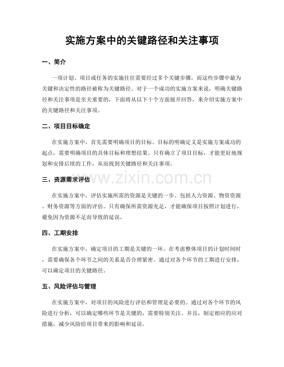 实施方案中的关键路径和关注事项.docx_第1页