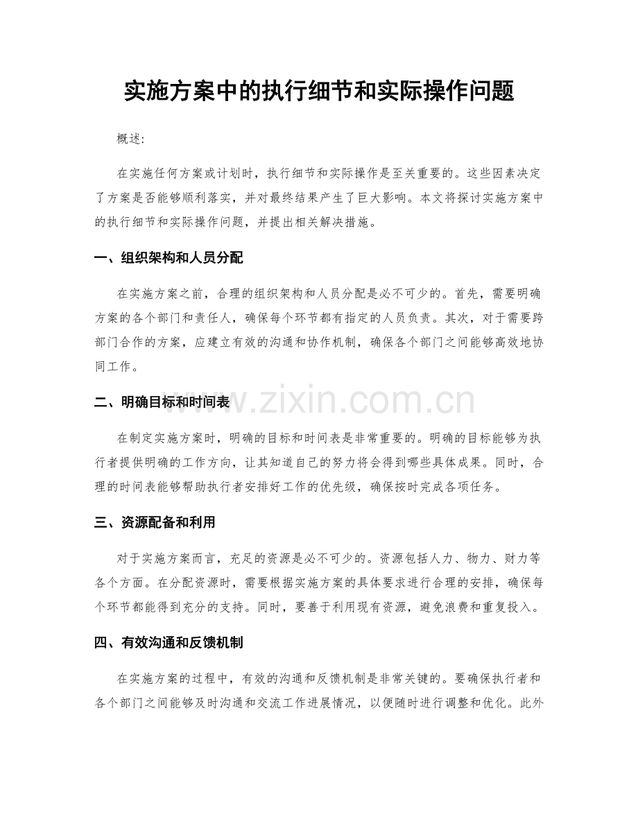 实施方案中的执行细节和实际操作问题.docx_第1页