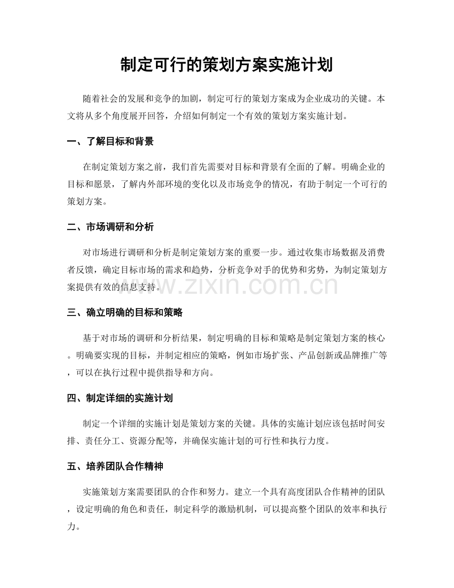 制定可行的策划方案实施计划.docx_第1页