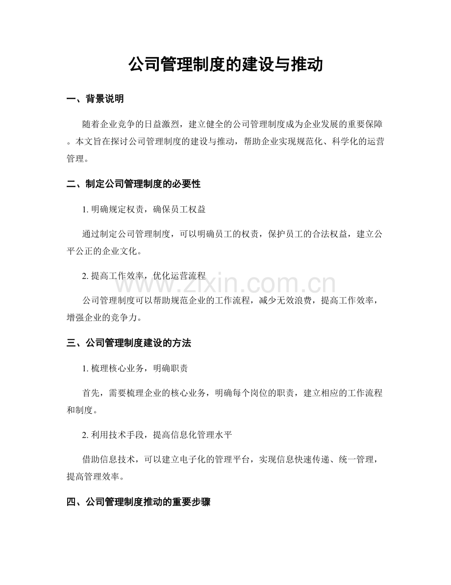 公司管理制度的建设与推动.docx_第1页