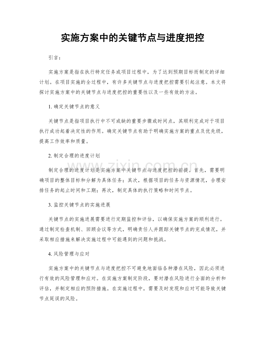 实施方案中的关键节点与进度把控.docx_第1页