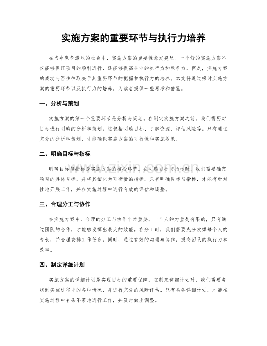 实施方案的重要环节与执行力培养.docx_第1页