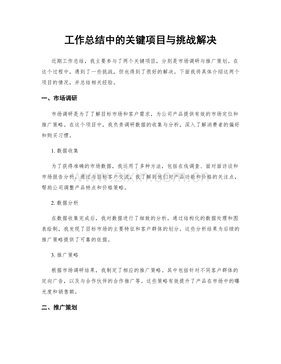 工作总结中的关键项目与挑战解决.docx_第1页