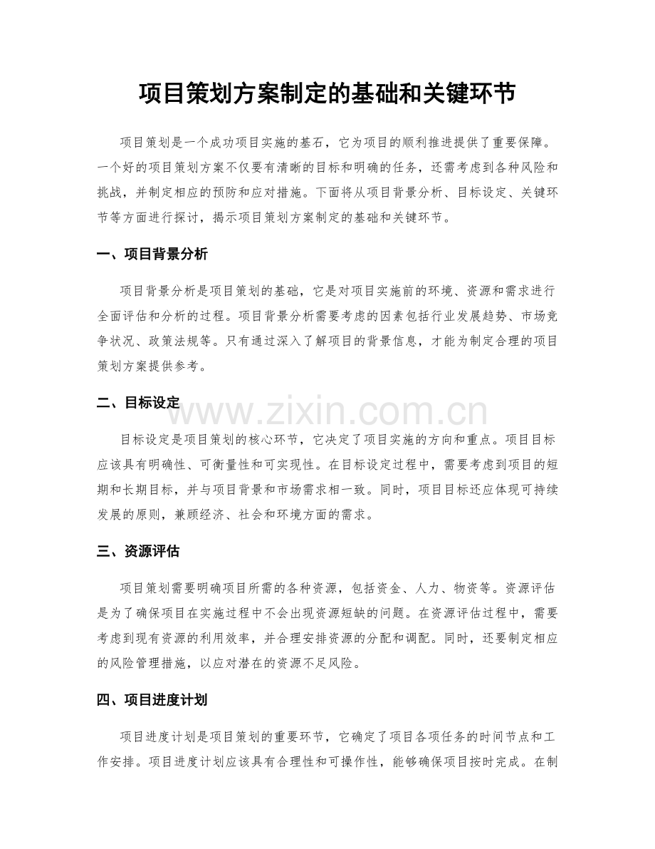 项目策划方案制定的基础和关键环节.docx_第1页