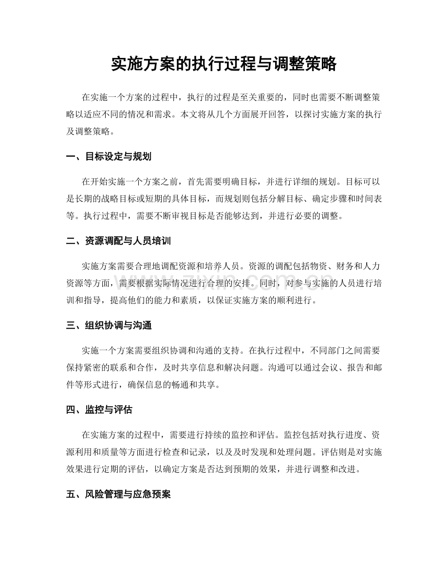 实施方案的执行过程与调整策略.docx_第1页