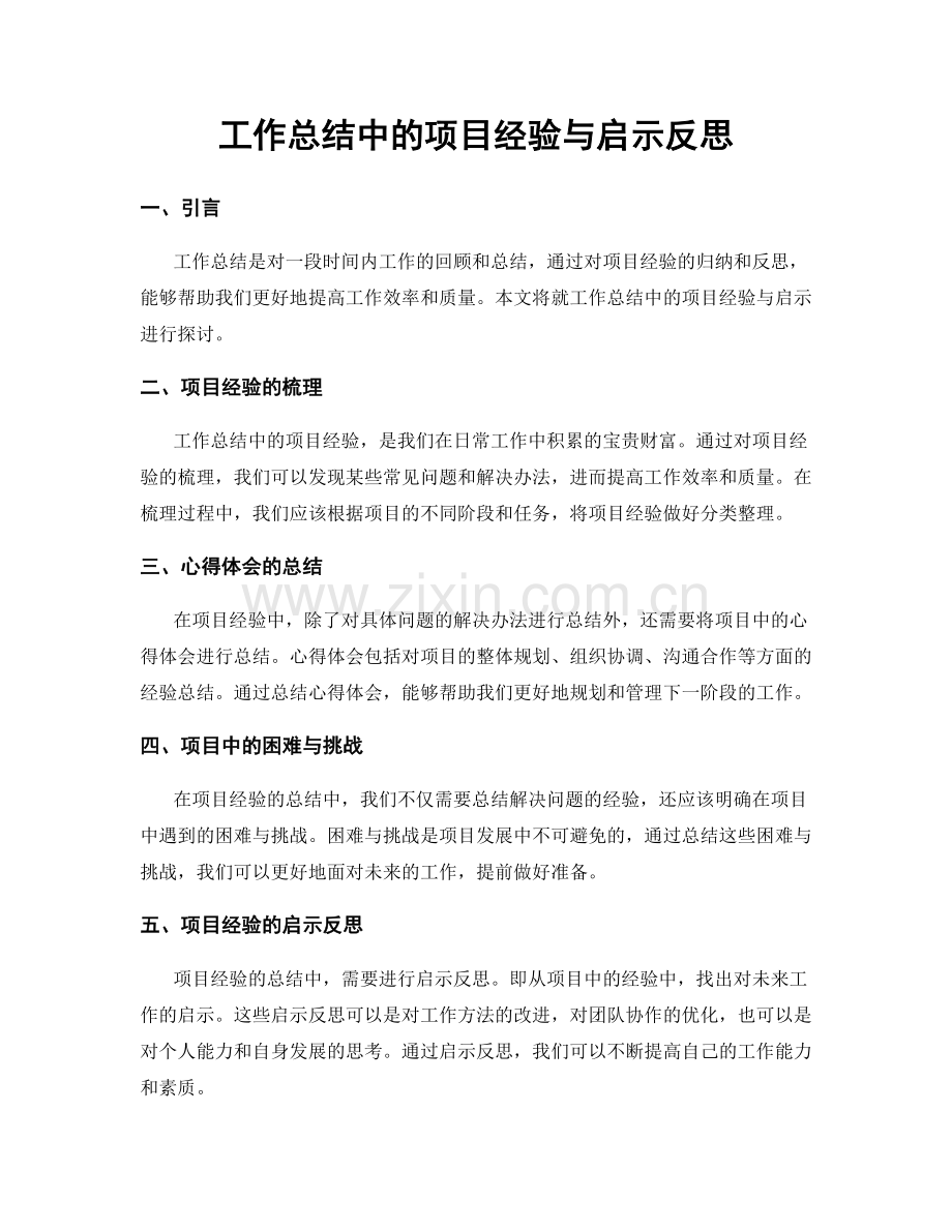 工作总结中的项目经验与启示反思.docx_第1页