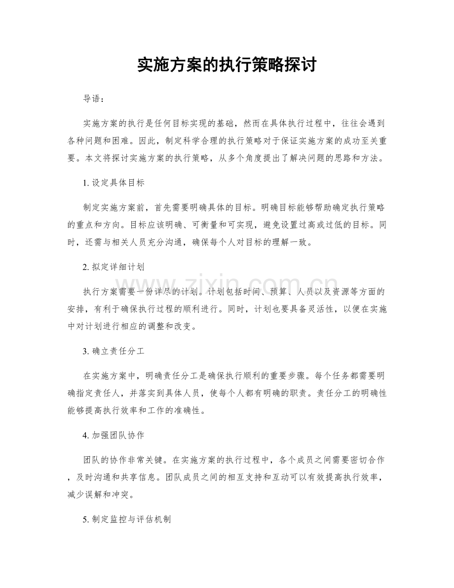 实施方案的执行策略探讨.docx_第1页