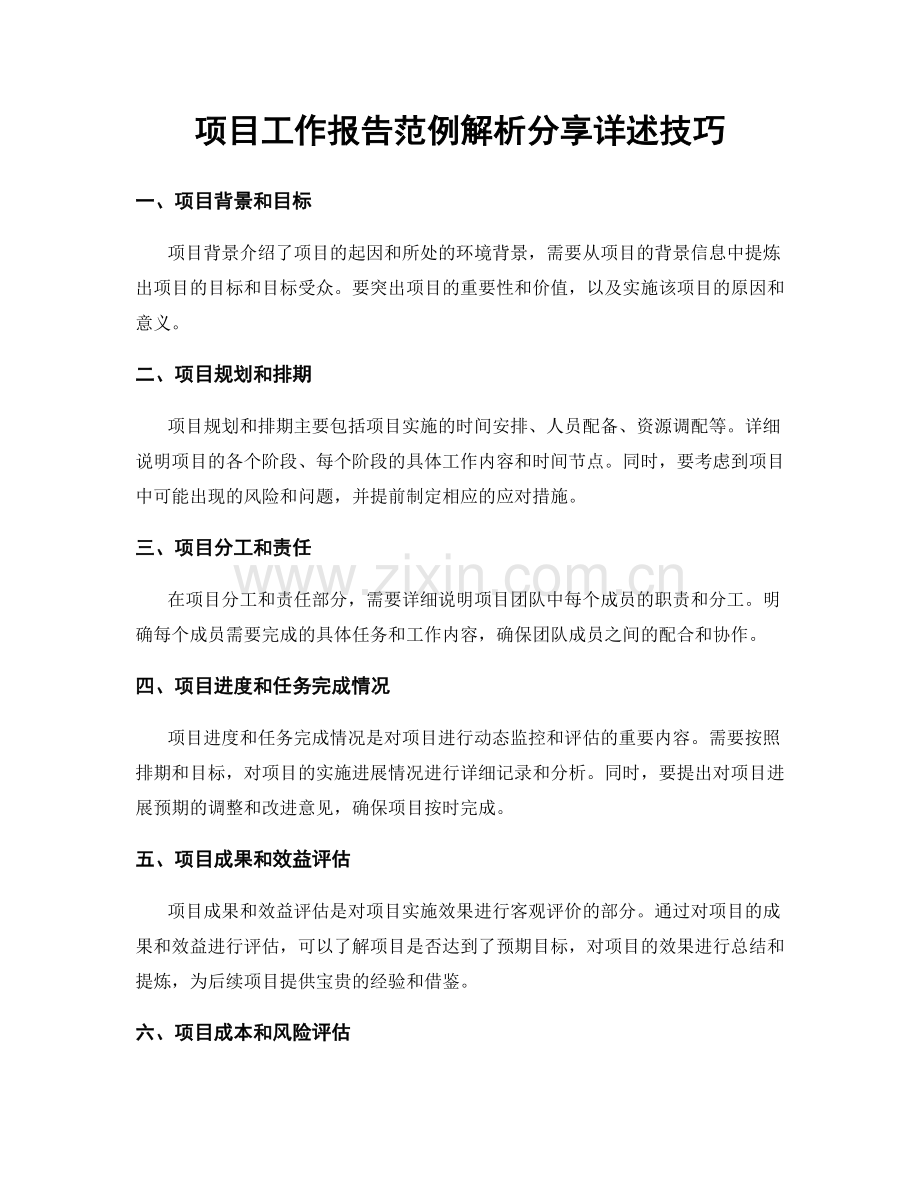 项目工作报告范例解析分享详述技巧.docx_第1页