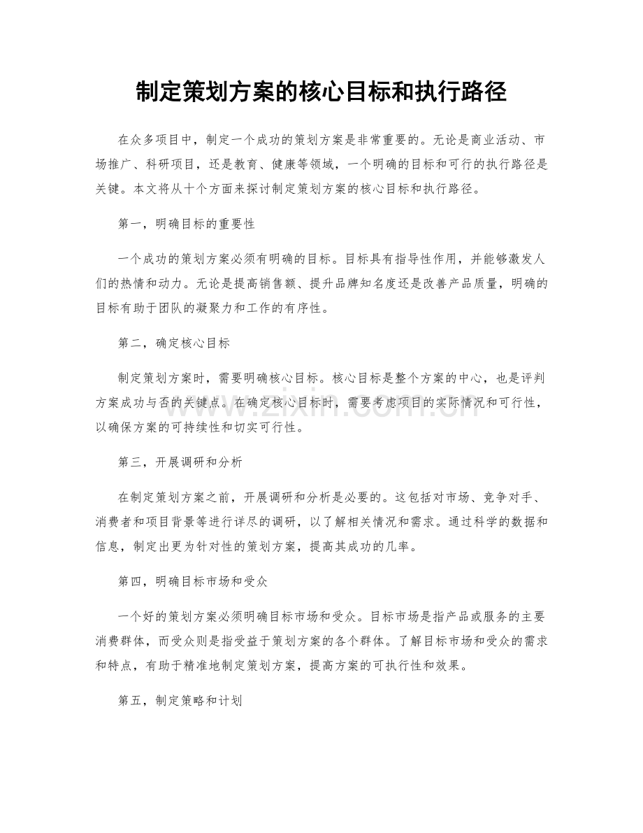 制定策划方案的核心目标和执行路径.docx_第1页