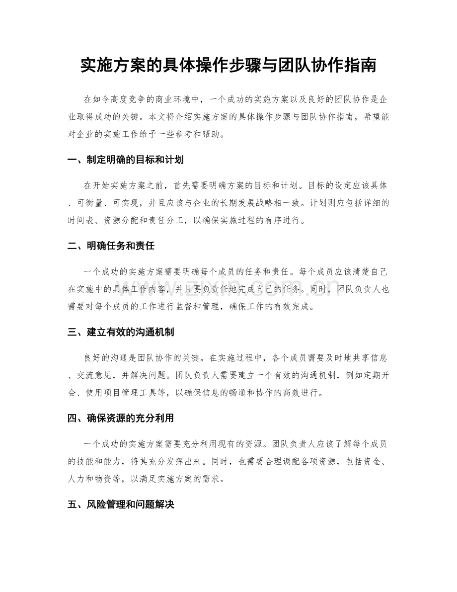 实施方案的具体操作步骤与团队协作指南.docx_第1页