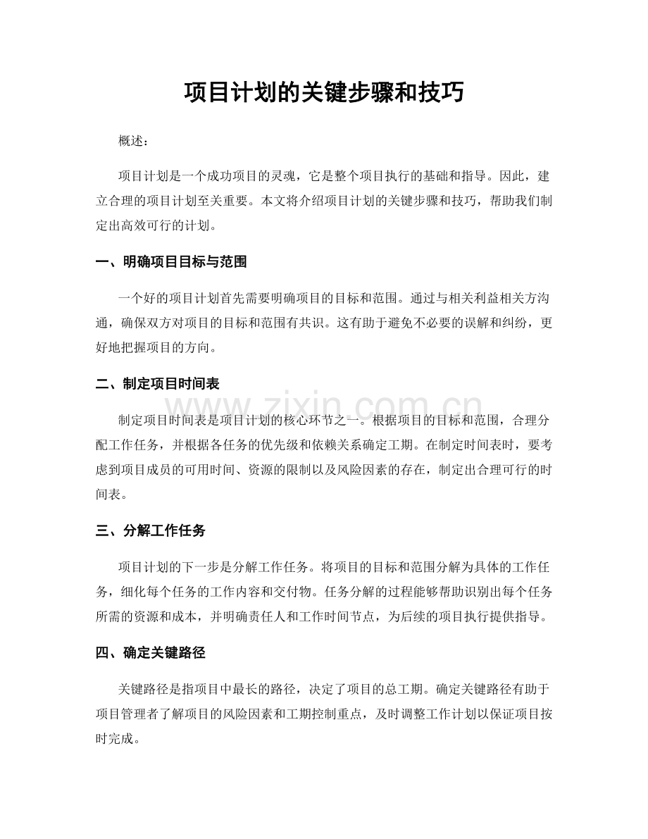 项目计划的关键步骤和技巧.docx_第1页