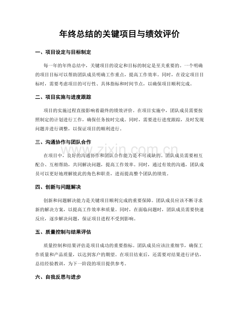 年终总结的关键项目与绩效评价.docx_第1页