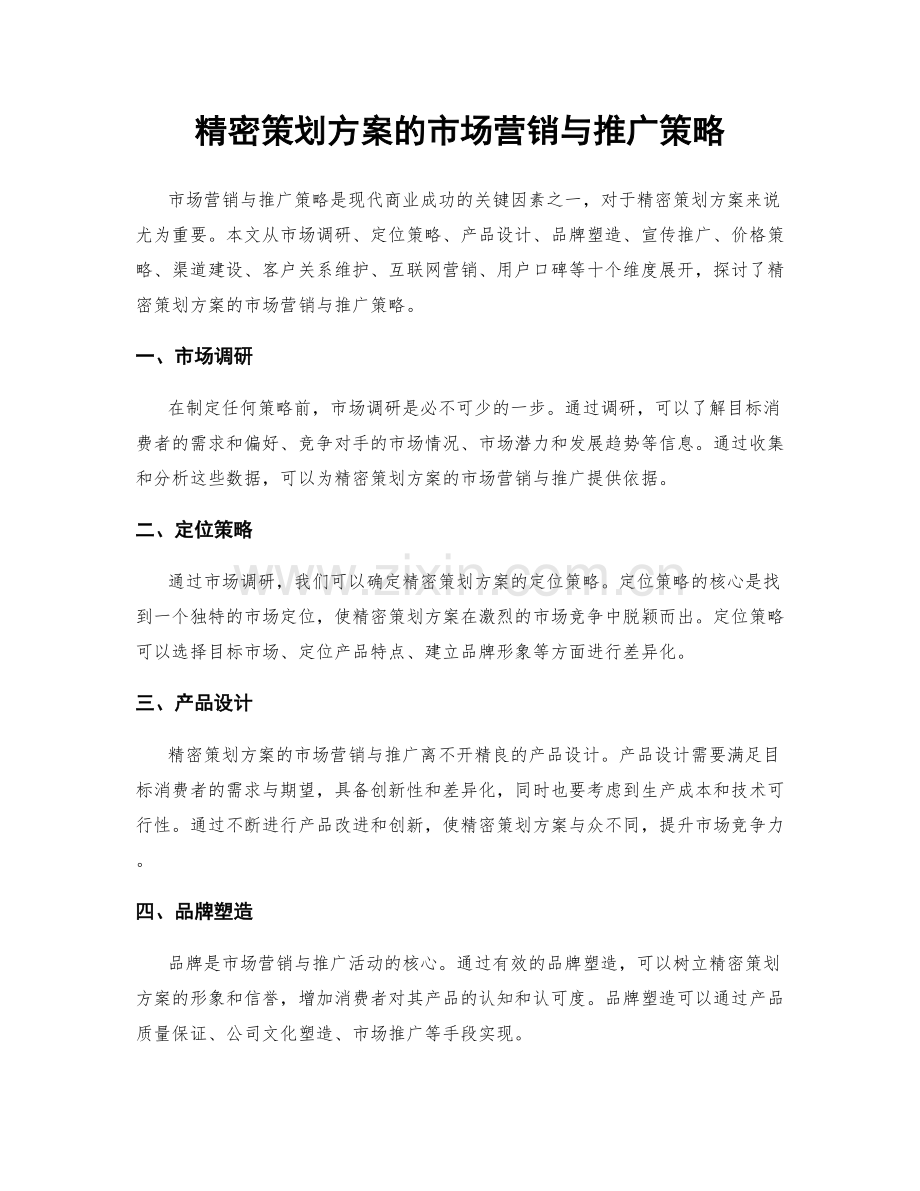 精密策划方案的市场营销与推广策略.docx_第1页